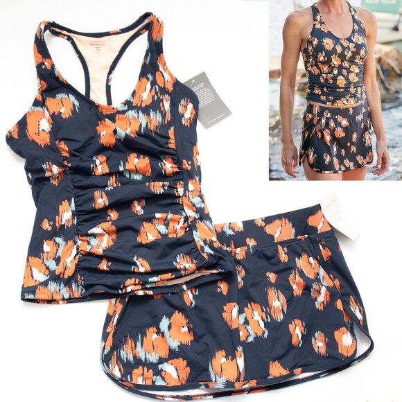 Garnet Hill Other - Garnet Hill Tankini Set Bathing Suit 2 Piece Swimwear Racerback Top Blue 4 New